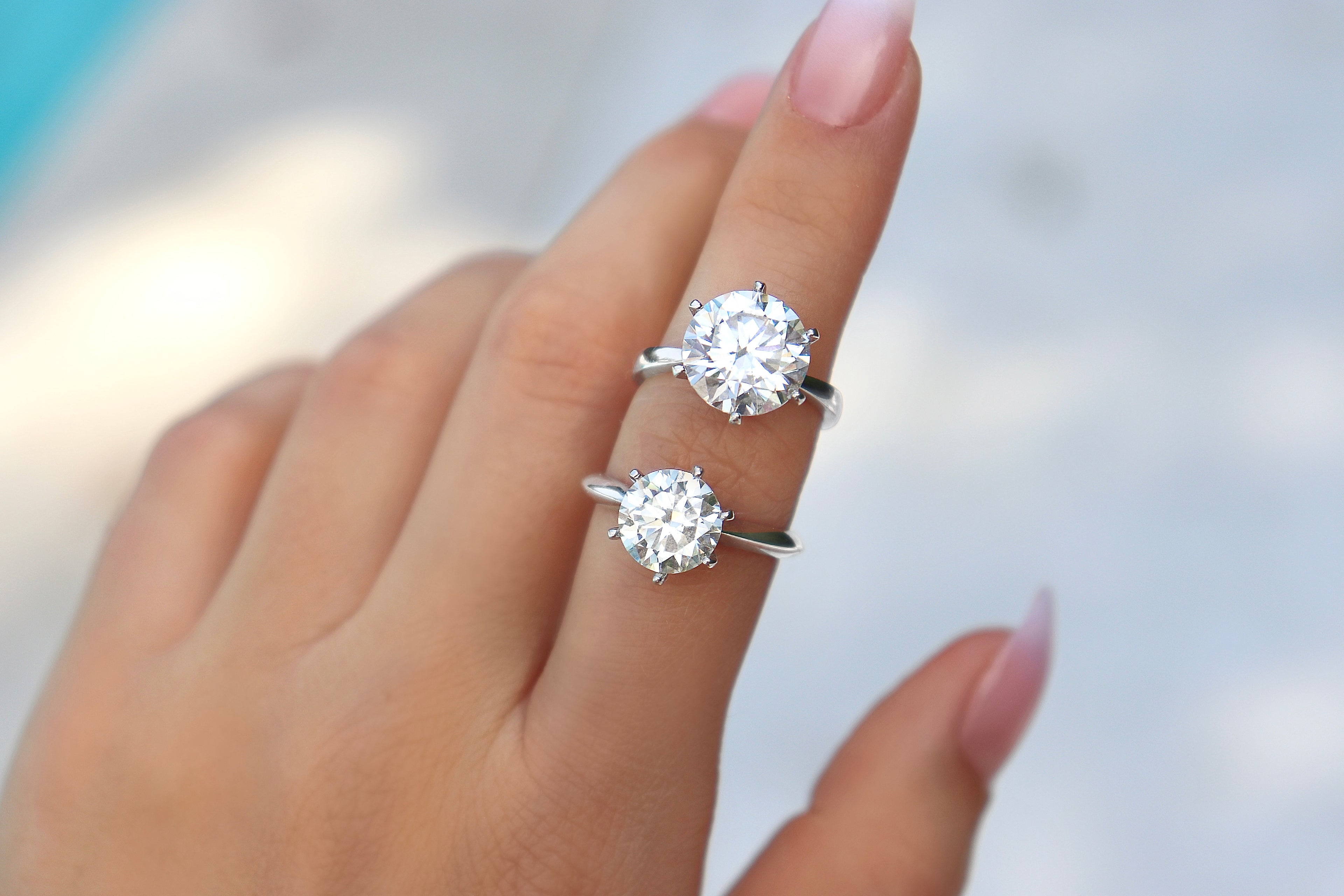 Billy Jo 5 CTW DEW Brilliant Cut Round Moissanite Solitaire Ring