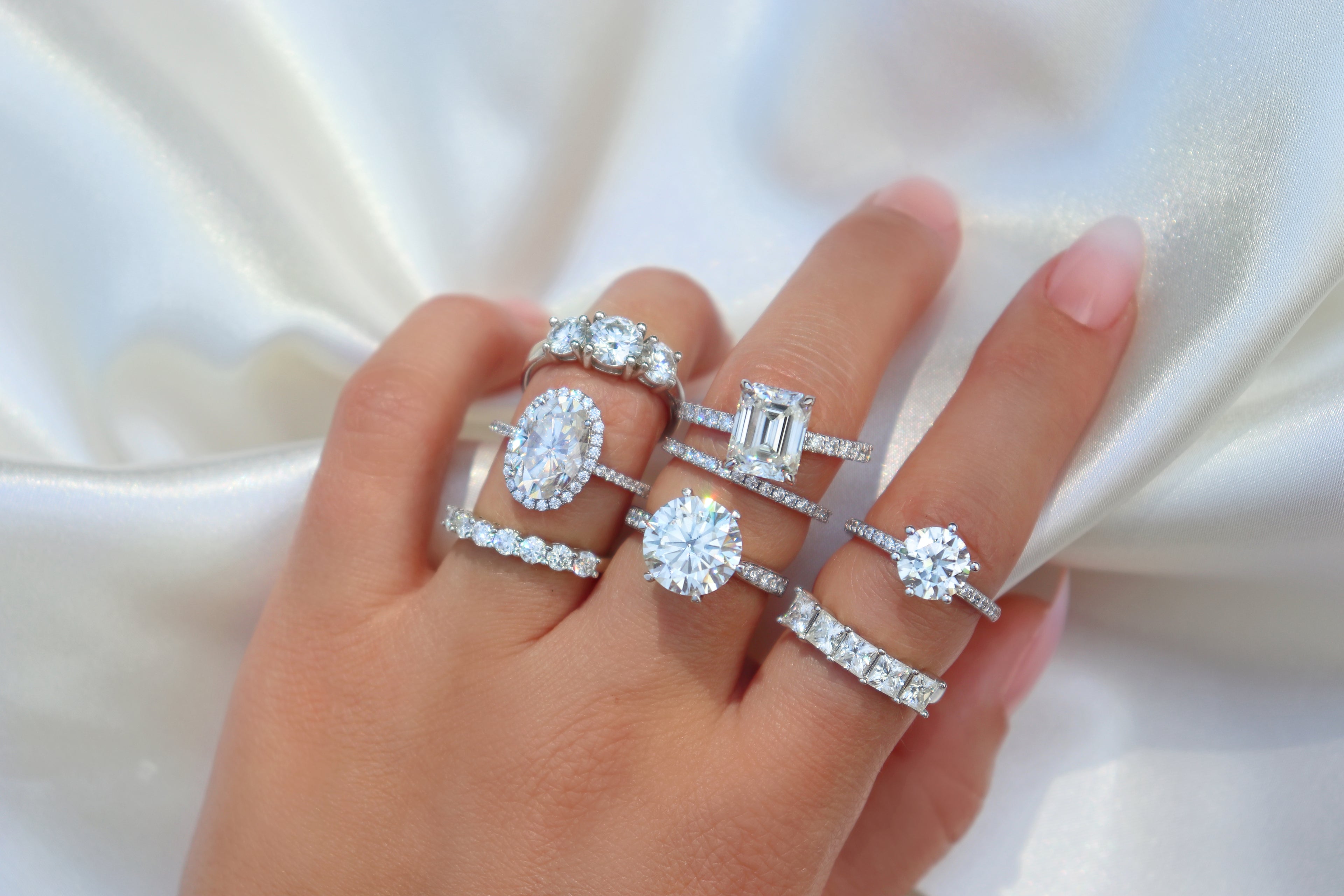 Erin 2 CTW DEW Three-Stone Moissanite Anniversary Band