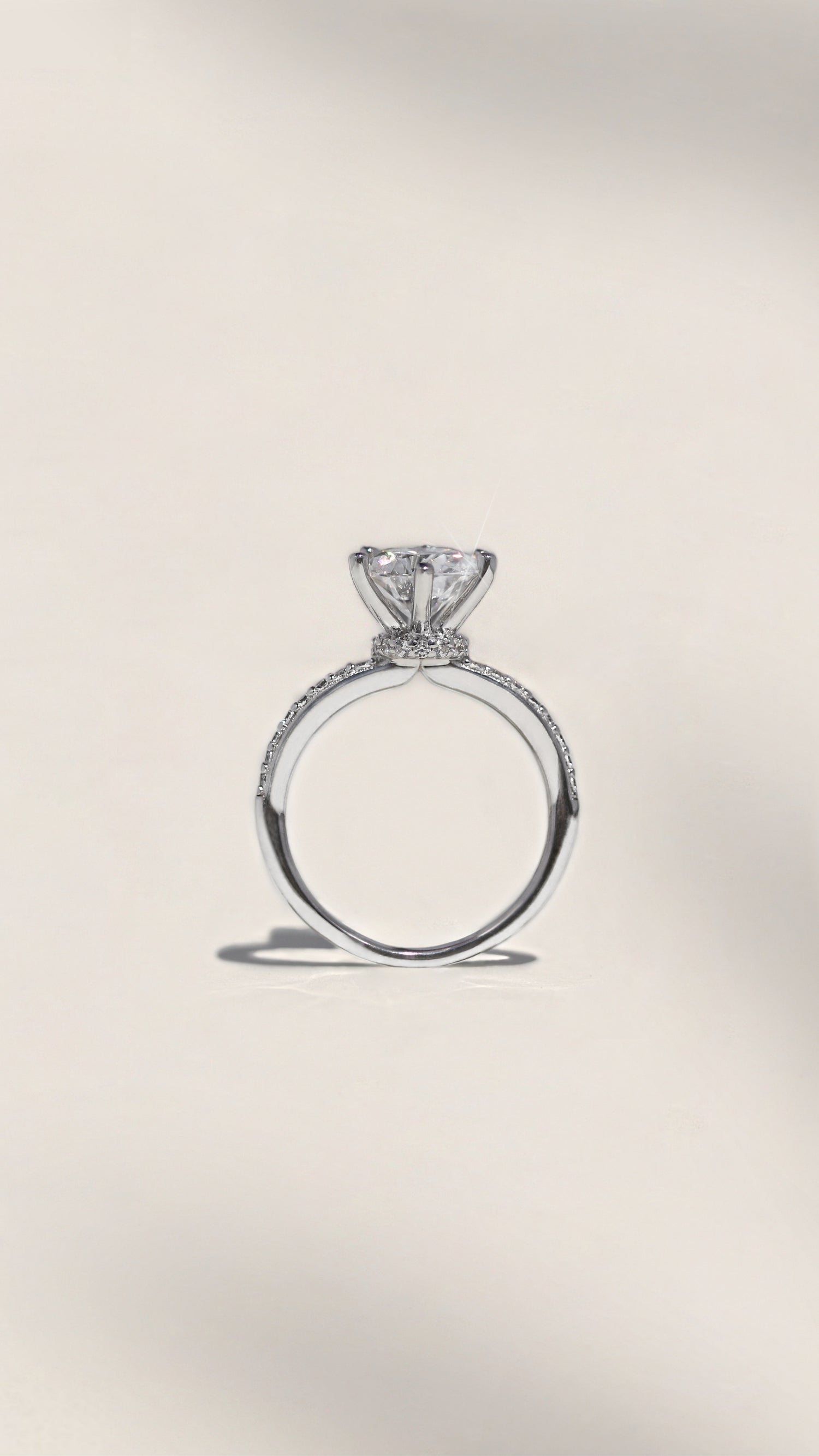 Hannah 2 CTW DEW Brilliant Cut Round Moissanite Ring with Accent Stones