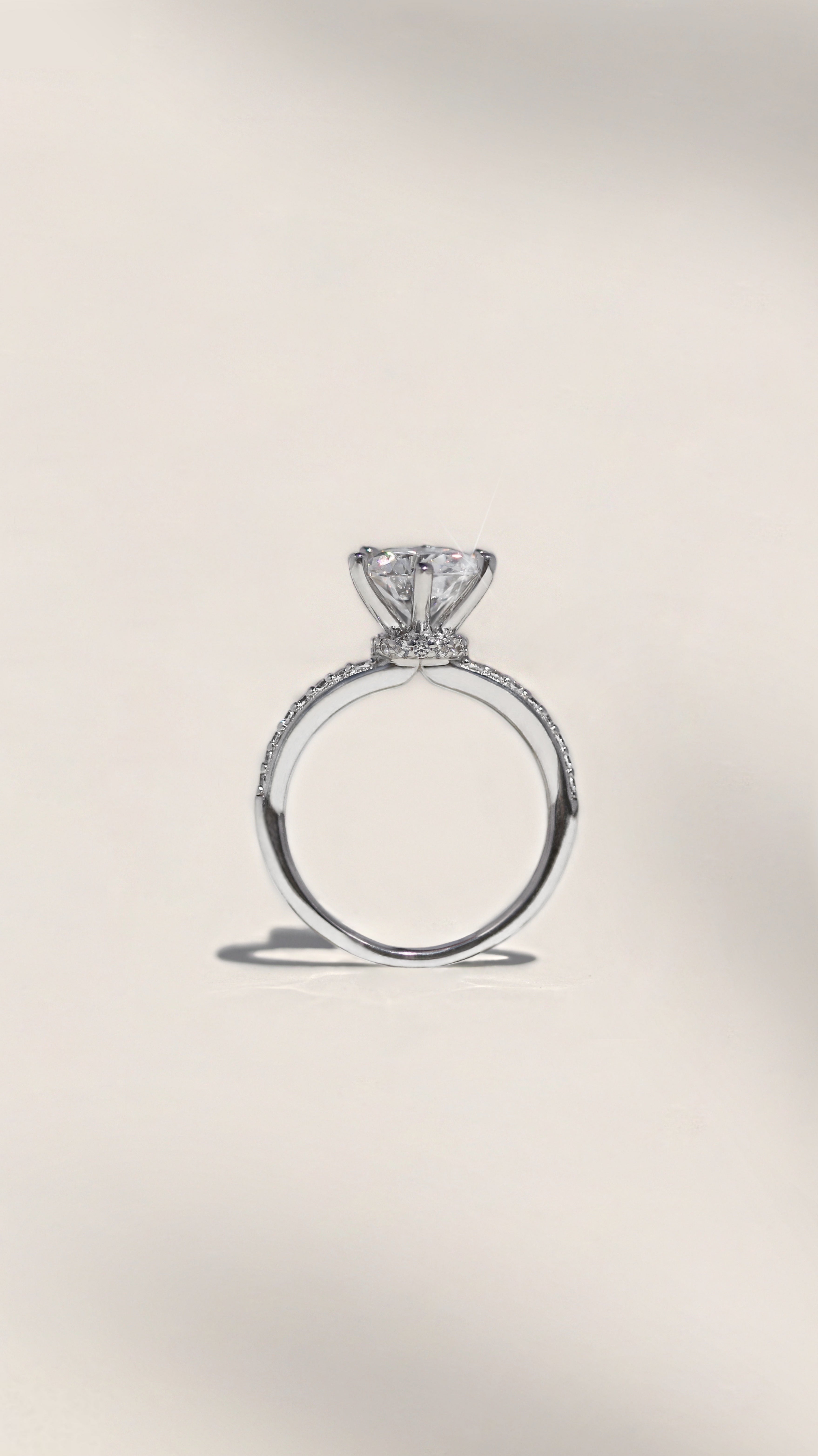 Hannah 2 CTW DEW Brilliant Cut Round Moissanite Ring with Accent Stones