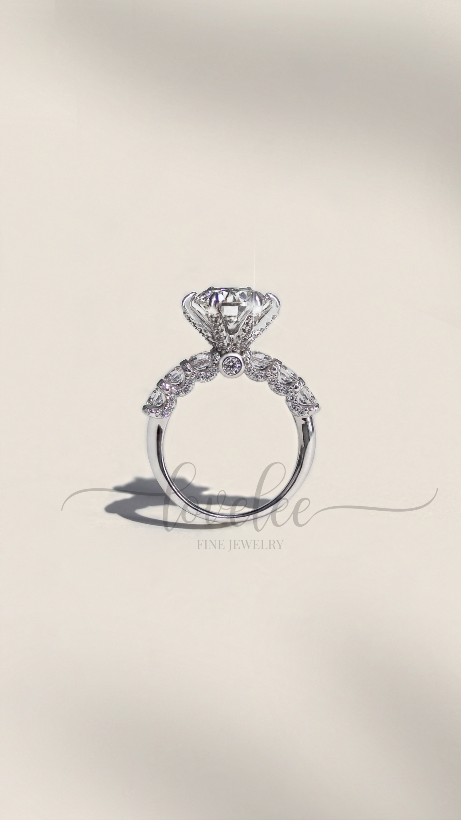 Chandler 3 CTW DEW Brilliant Cut Round Moissanite Ring with Accent Stones