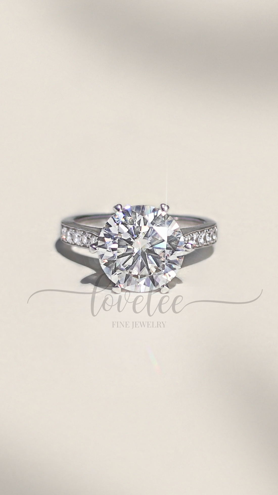 Mariah Flawless Brilliant Cut Round 5 CTW DEW Moissanite Ring