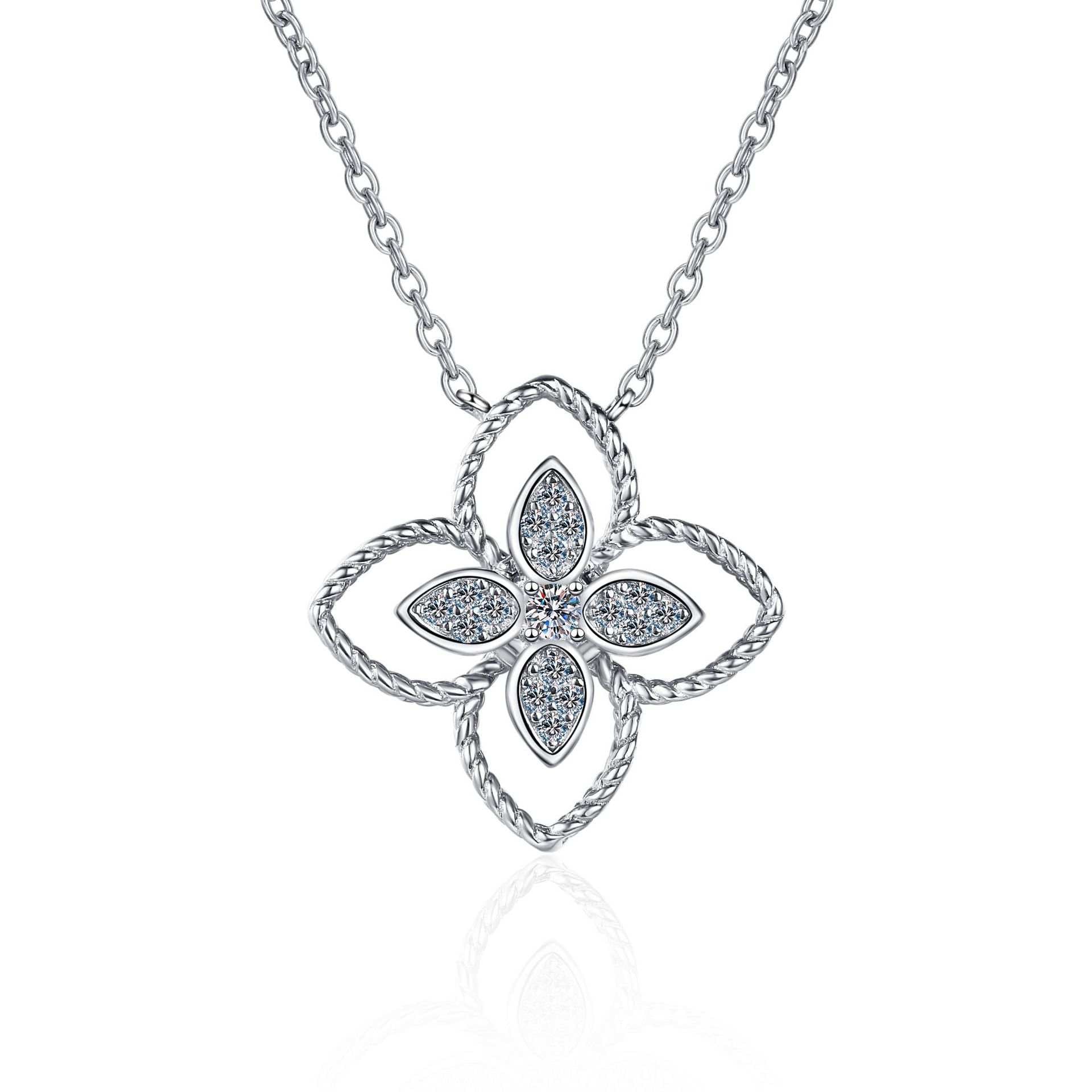 Wyatt Clover Spinning Pendant Moissanite Necklace