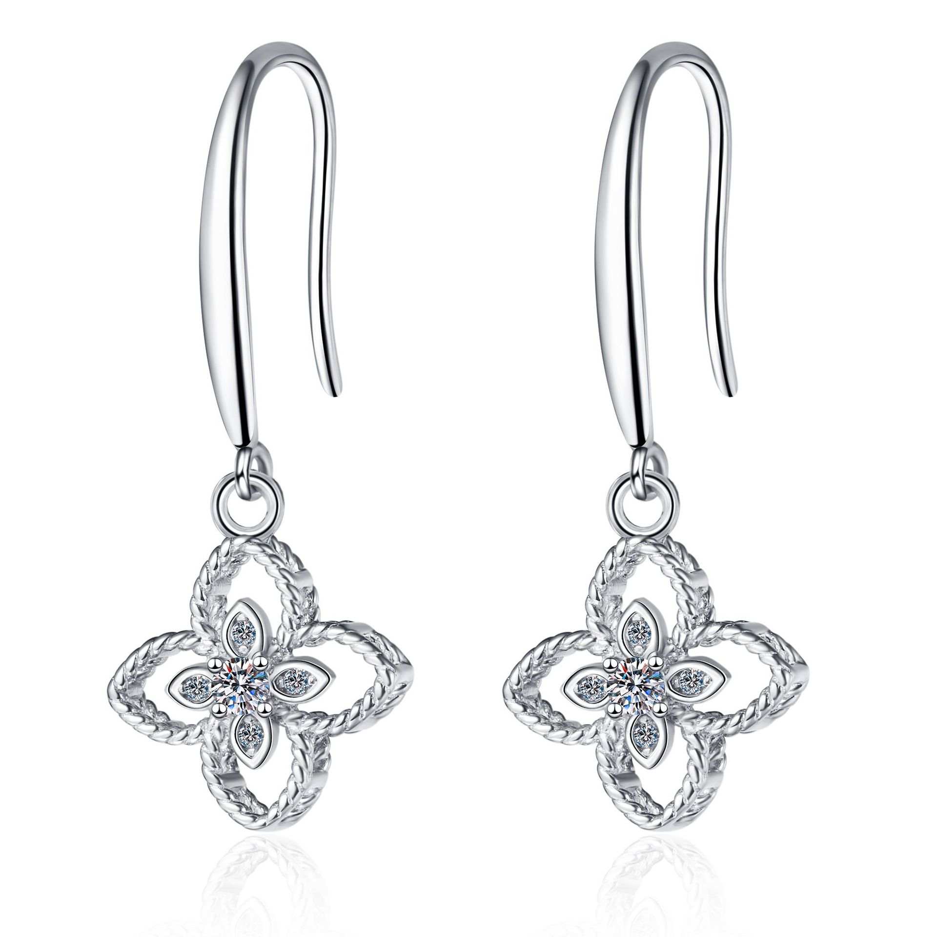 Wyatt Clover Moissanite Earrings .08CTW