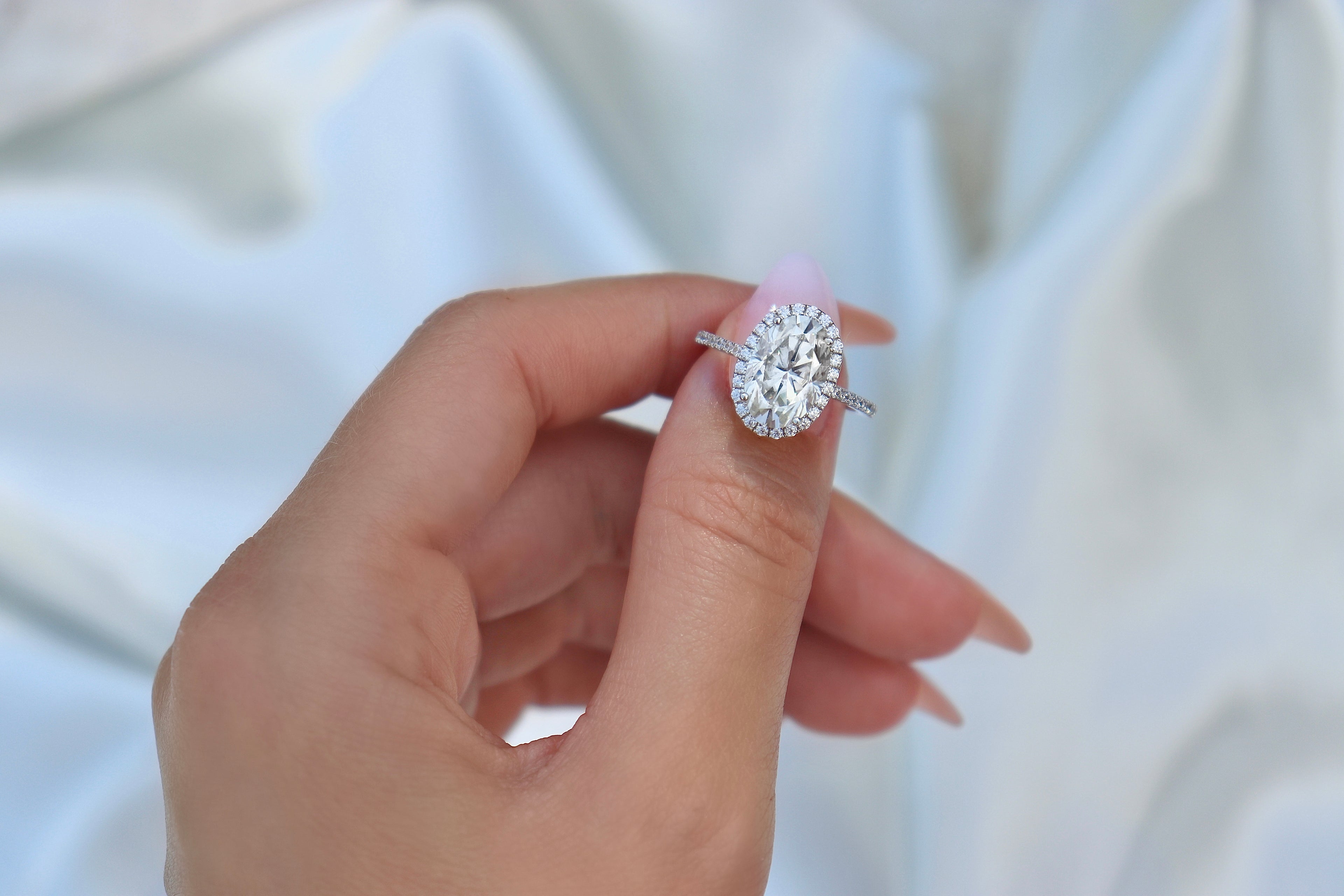 Kennedy 4.5 CTW DEW Moissanite Oval Cut Halo Ring