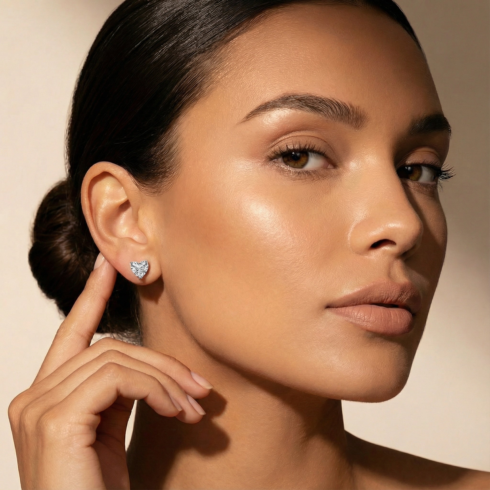 Vivian 4 CTW DEW Moissanite Heart-Shaped Stud Earrings