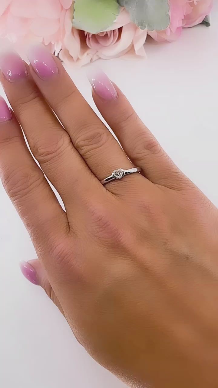 Sweetheart Sterling Silver Moissanite Stackable Band