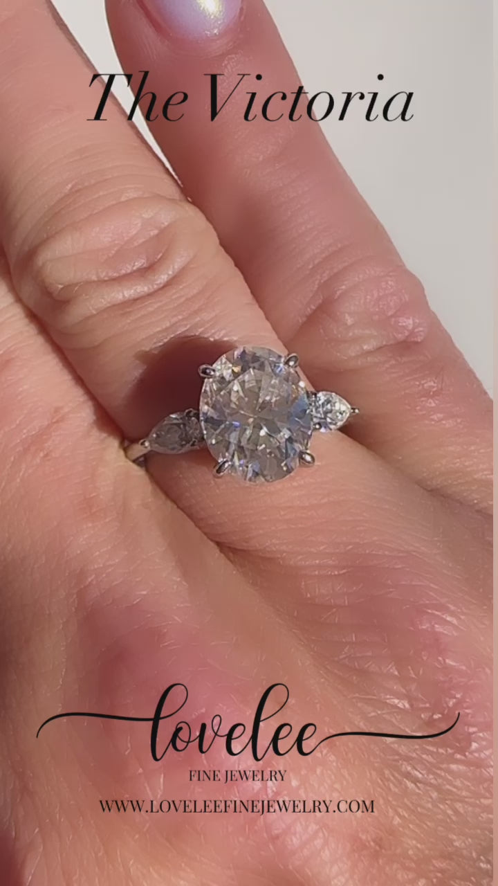 Victoria 3.25 CTW DEW Brilliant Cut Oval Moissanite Ring