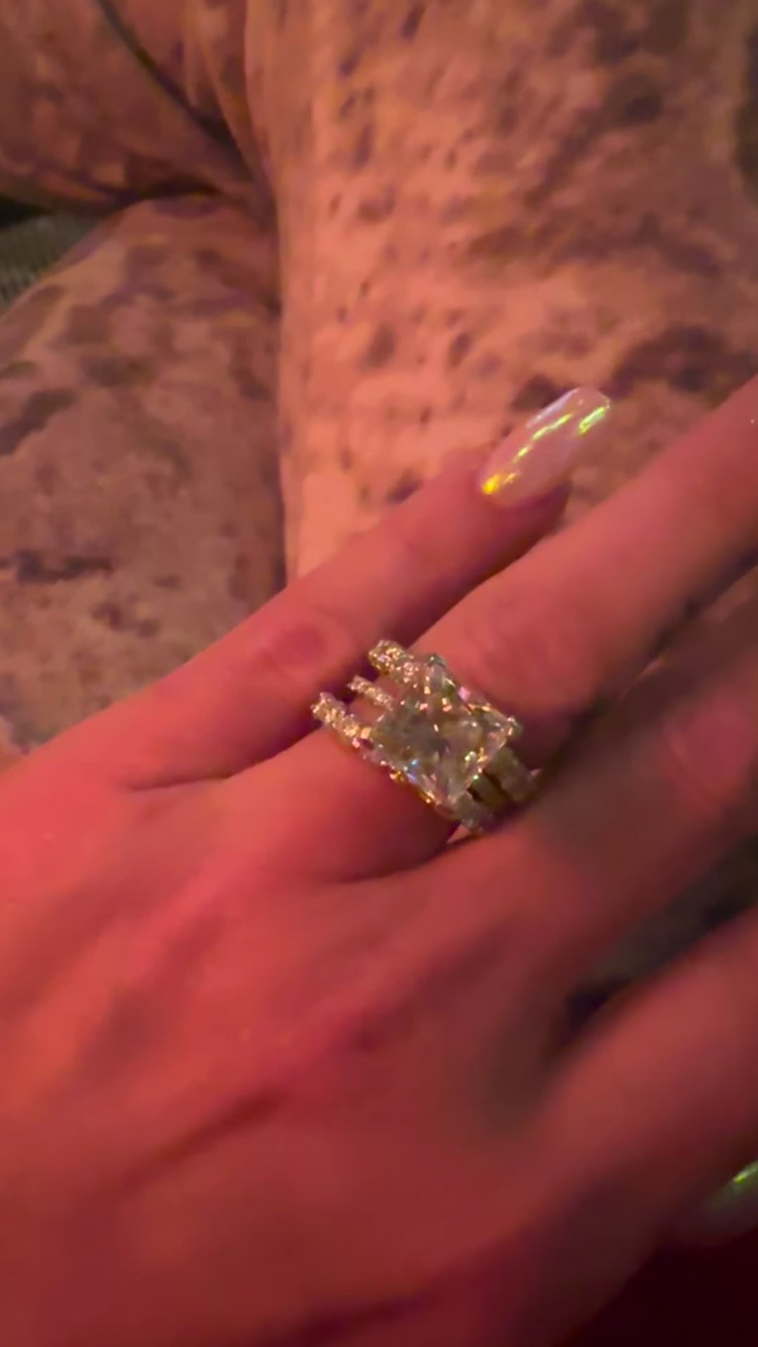 Kaydence 5.5 CTW DEW Princess Cut Moissanite Ring with Moissanite Hidden Halo and Accent Stones