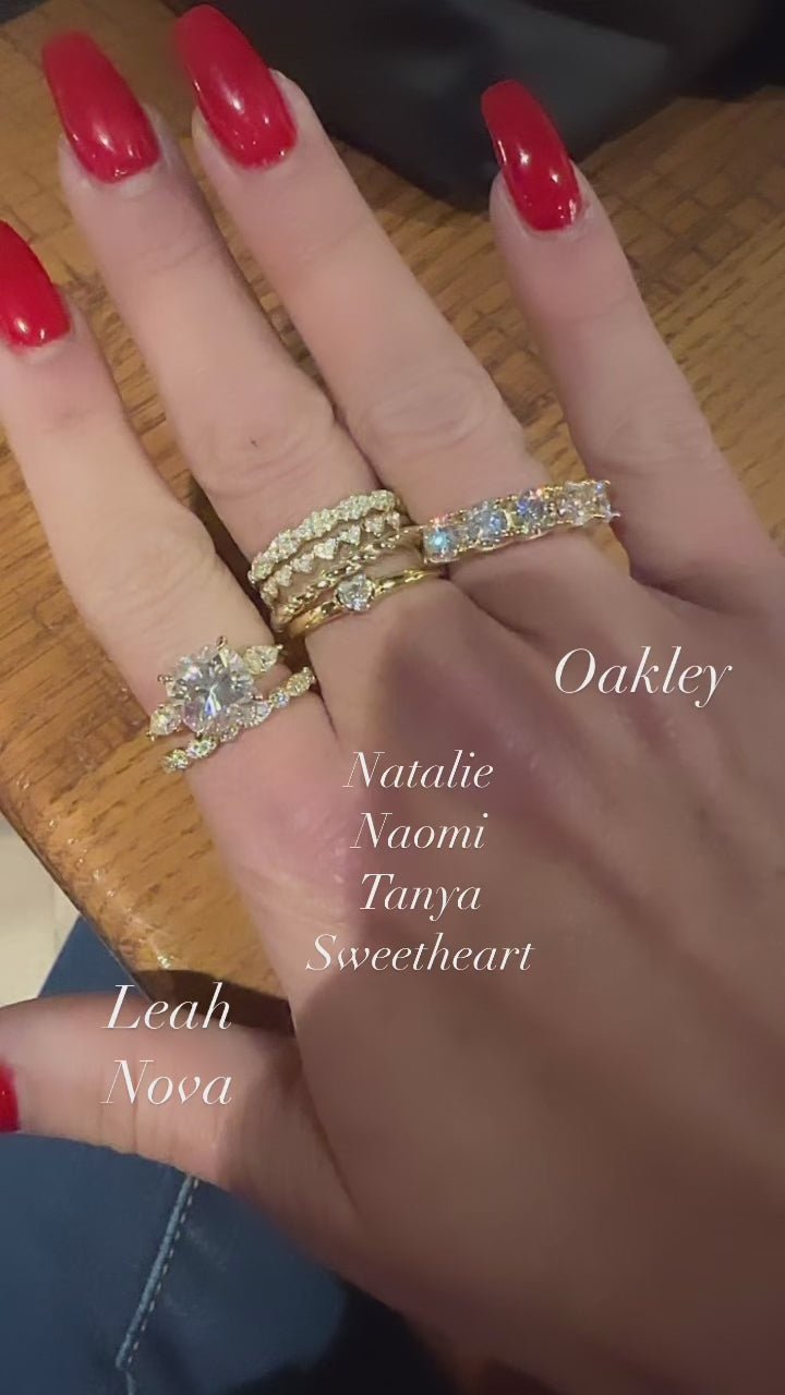 Oakley 2.5 CTW DEW Brilliant Round Trellis 5 Stone Moissanite Ring