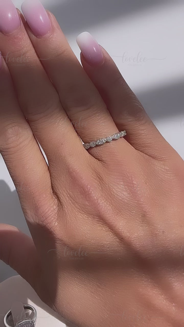 Nova Stackable Milgrain Moissanite Wedding Band Ring