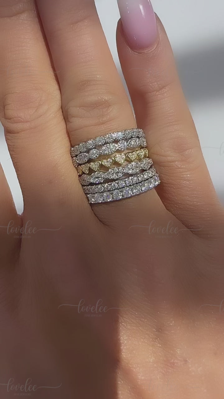 Nova Stackable Milgrain Moissanite Wedding Band Ring