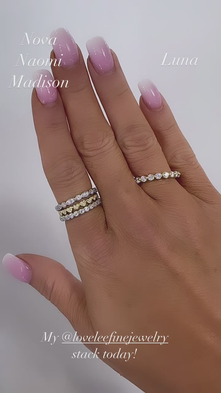 Naomi Art Deco Heart Stackable Moissanite Ring