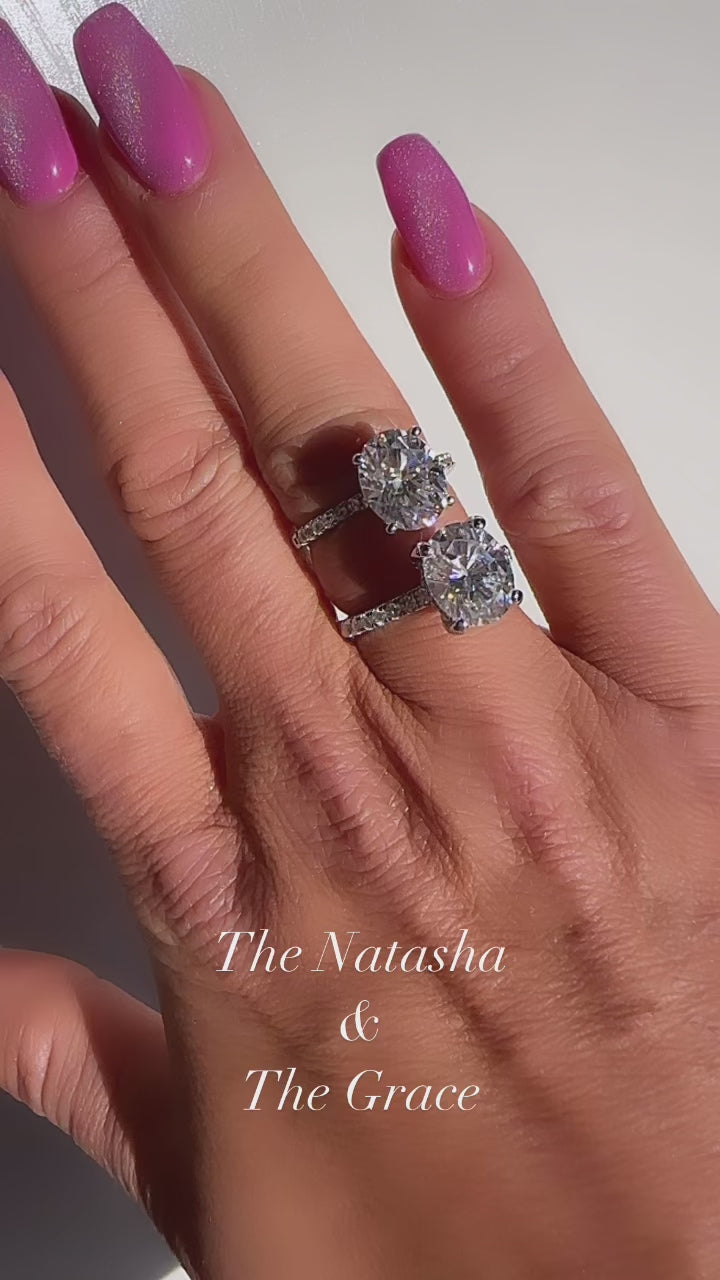 Natasha 3 CTW DEW Brilliant Oval Moissanite Ring