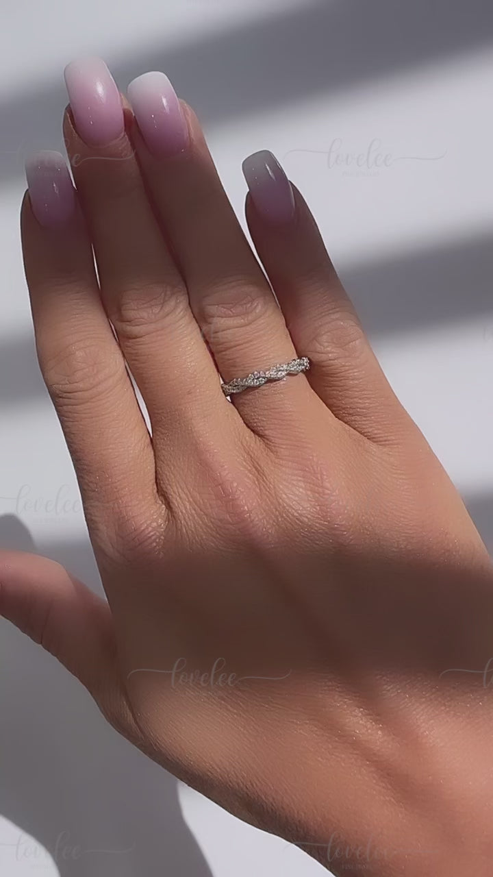 Natalie Twisted Moissanite Anniversary Stackable Band Ring