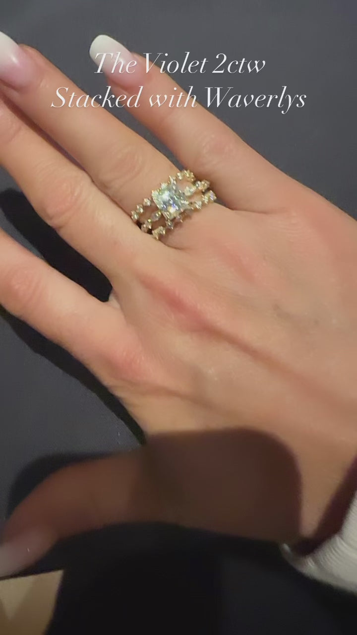 Violet 2 CTW DEW Princess Cut Moissanite Ring