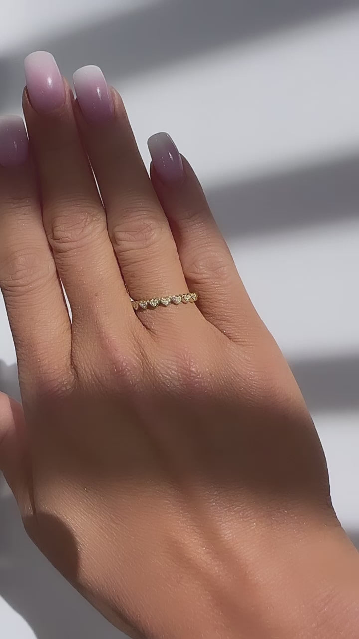 Naomi Art Deco Heart Stackable Moissanite Ring