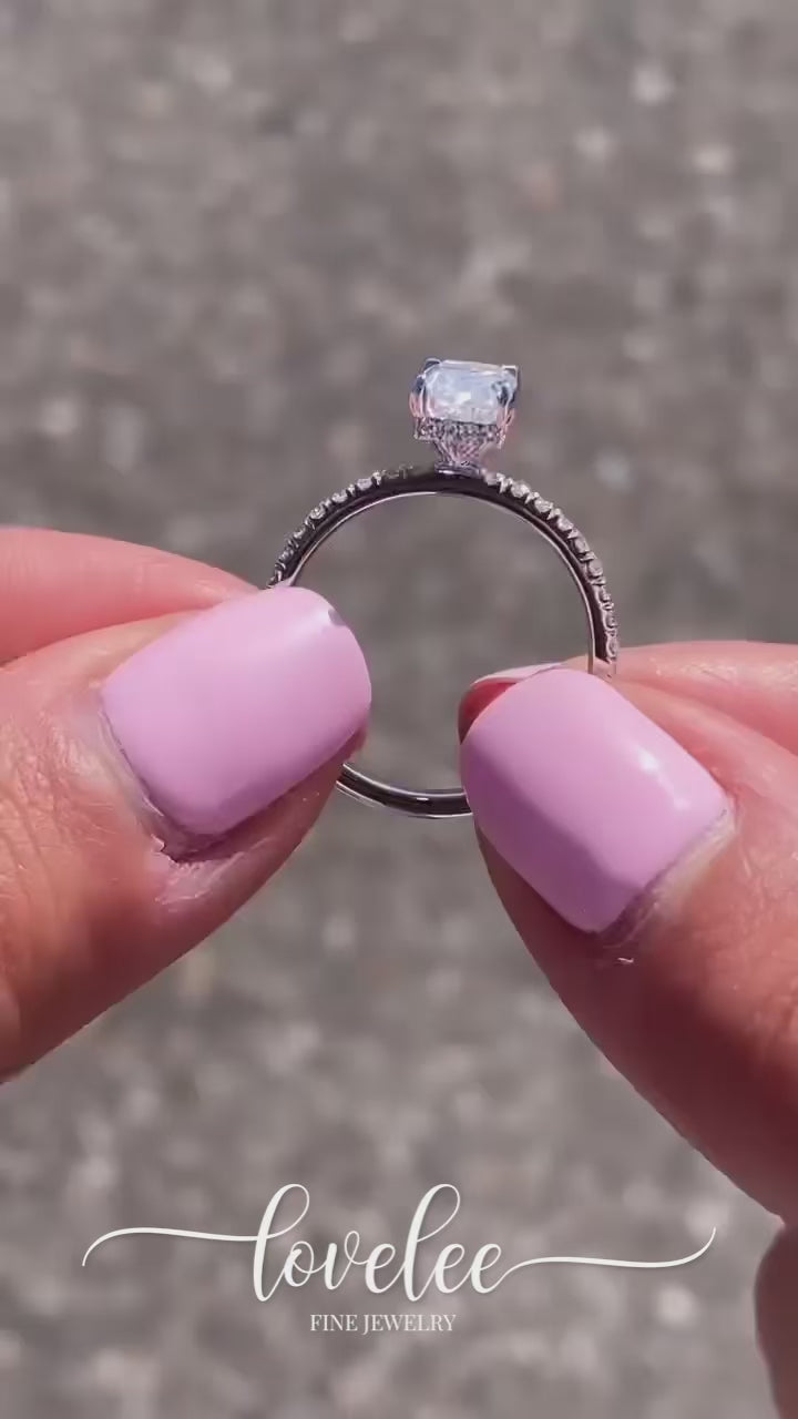 Genesis 3 CTW DEW Radiant Cut Solitaire Pave Moissanite Ring