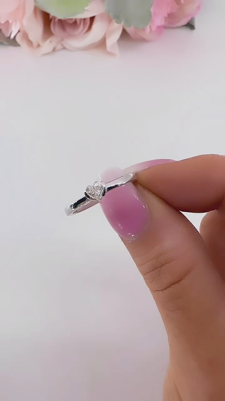 Sweetheart Sterling Silver Moissanite Stackable Band