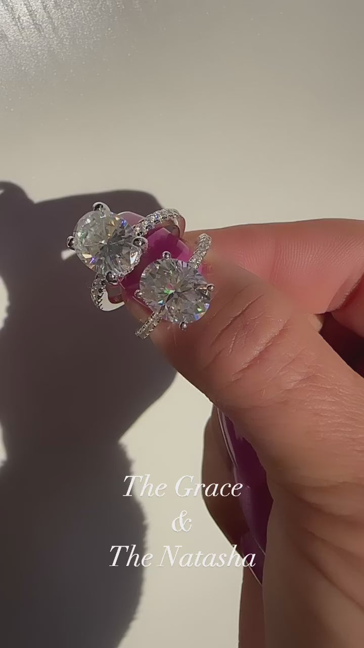 Natasha 3 CTW DEW Brilliant Oval Moissanite Ring