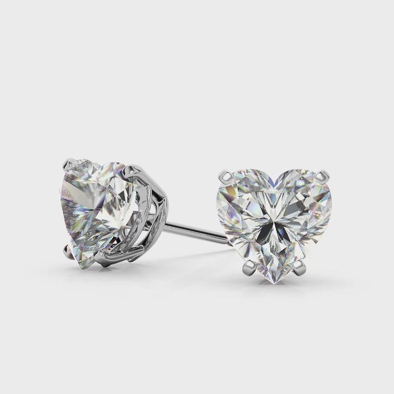 Vivian 4 CTW DEW Moissanite Heart-Shaped Stud Earrings