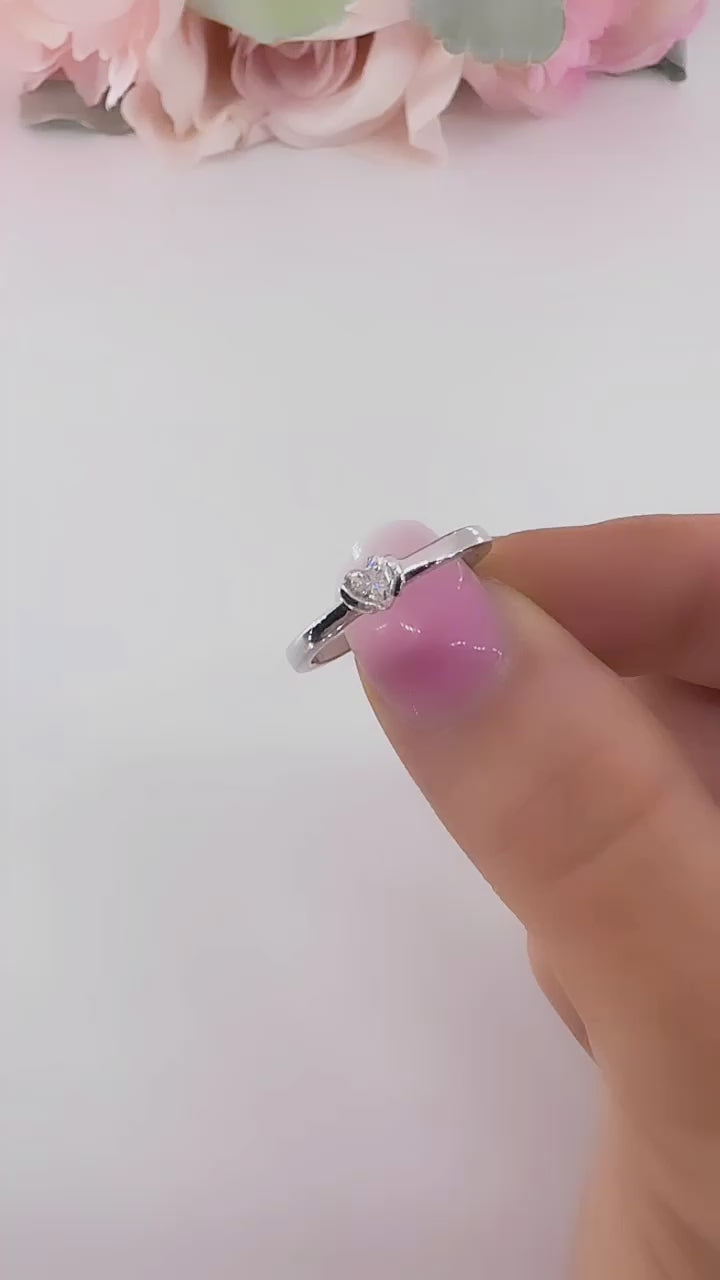 Sweetheart Sterling Silver Moissanite Stackable Band