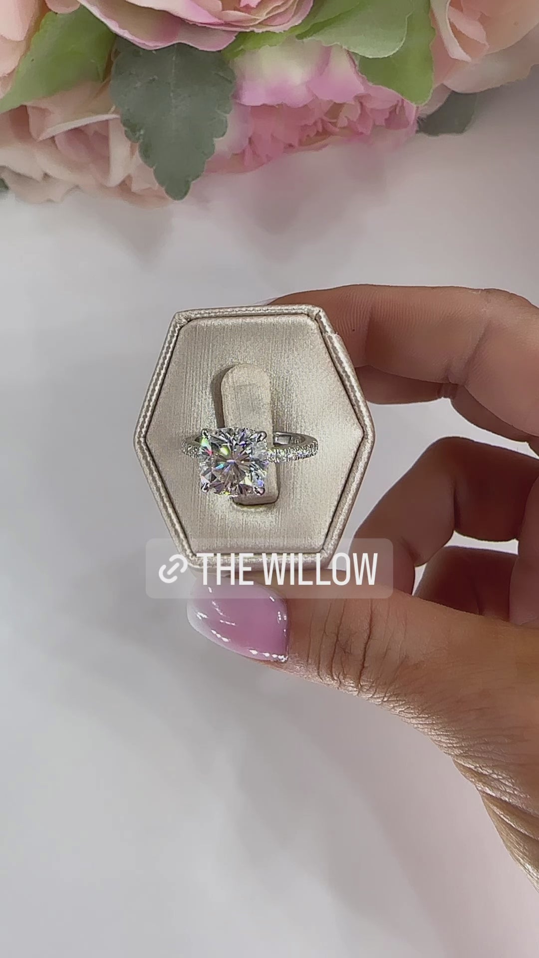 Willow 3.5 CTW DEW Brilliant Cushion Cut Moissanite with Double Hidden Halo on Pave Band