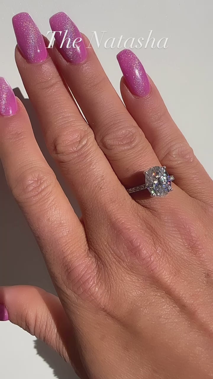 Natasha 3 CTW DEW Brilliant Oval Moissanite Ring