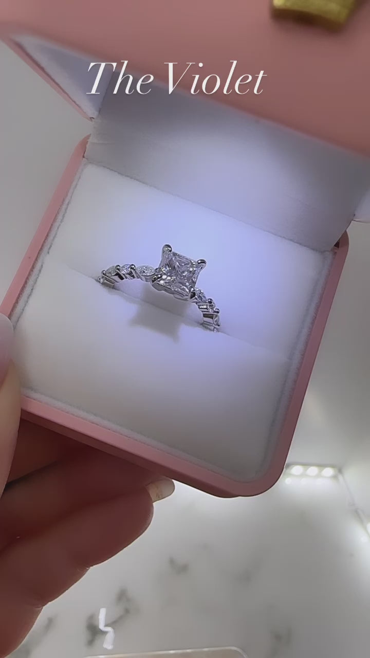 Violet 2 CTW DEW Princess Cut Moissanite Ring