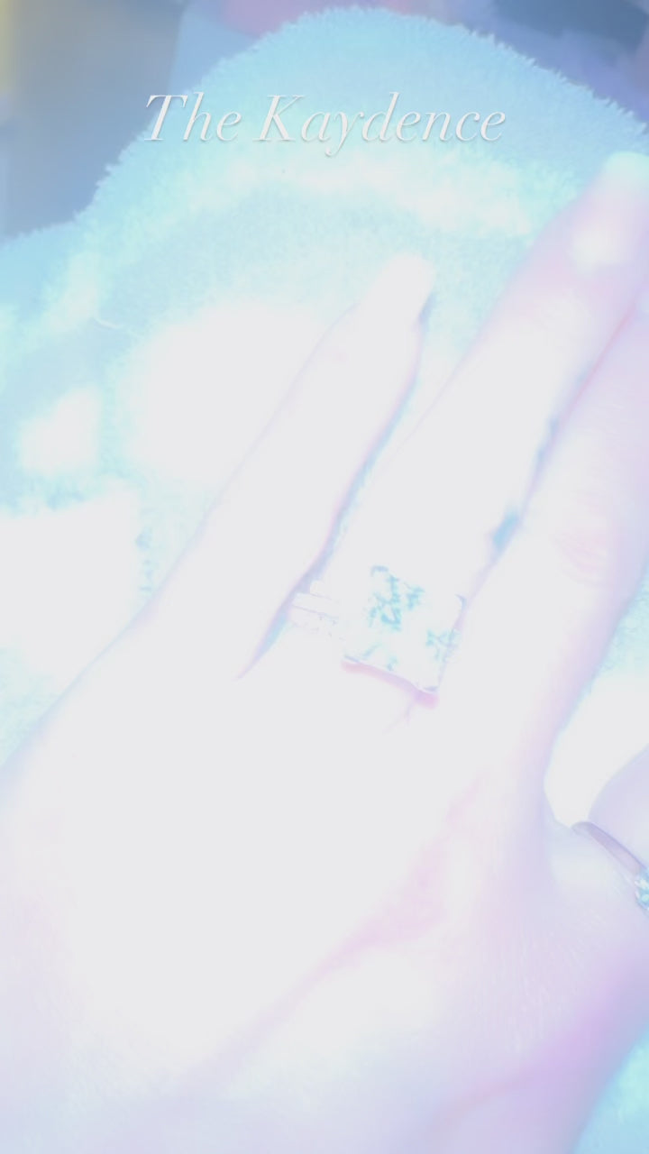 Kaydence 5.5 CTW DEW Princess Cut Moissanite Ring with Moissanite Hidden Halo and Accent Stones