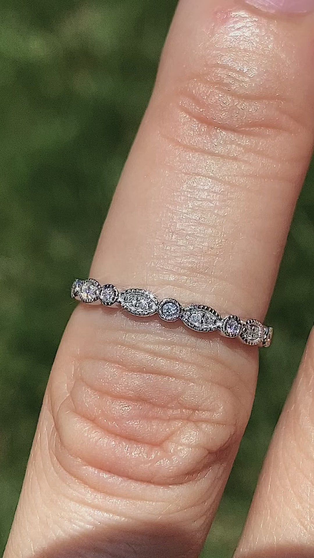 Nova Stackable Milgrain Moissanite Wedding Band Ring