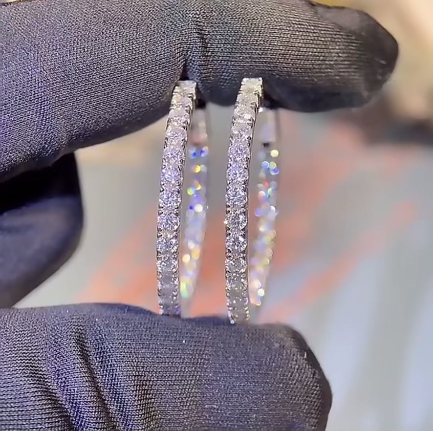 Holy Grail 3 CTW DEW Moissanite Hoop Earrings