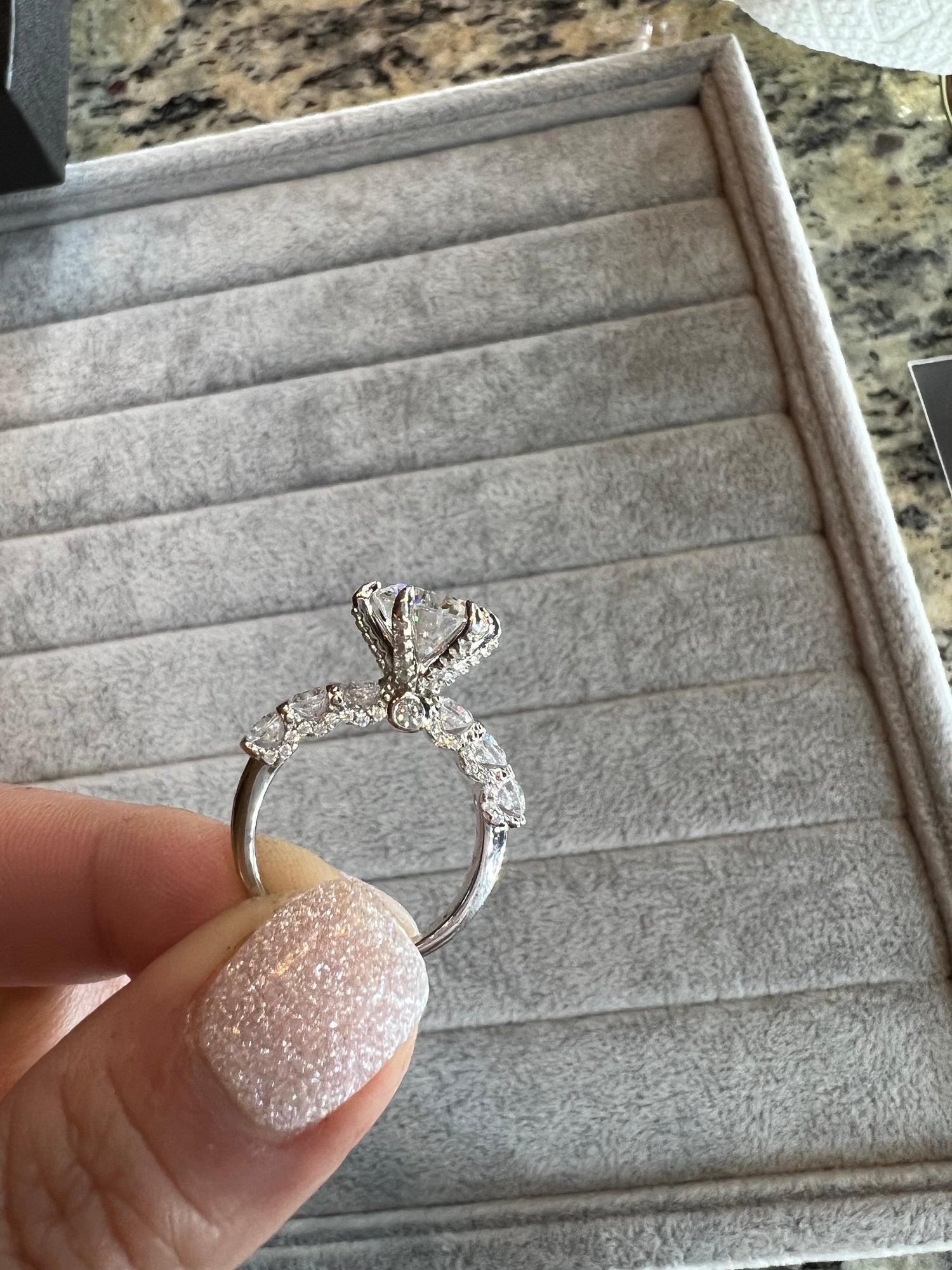 Chandler 3 CTW DEW Brilliant Cut Round Moissanite Ring with Accent Stones