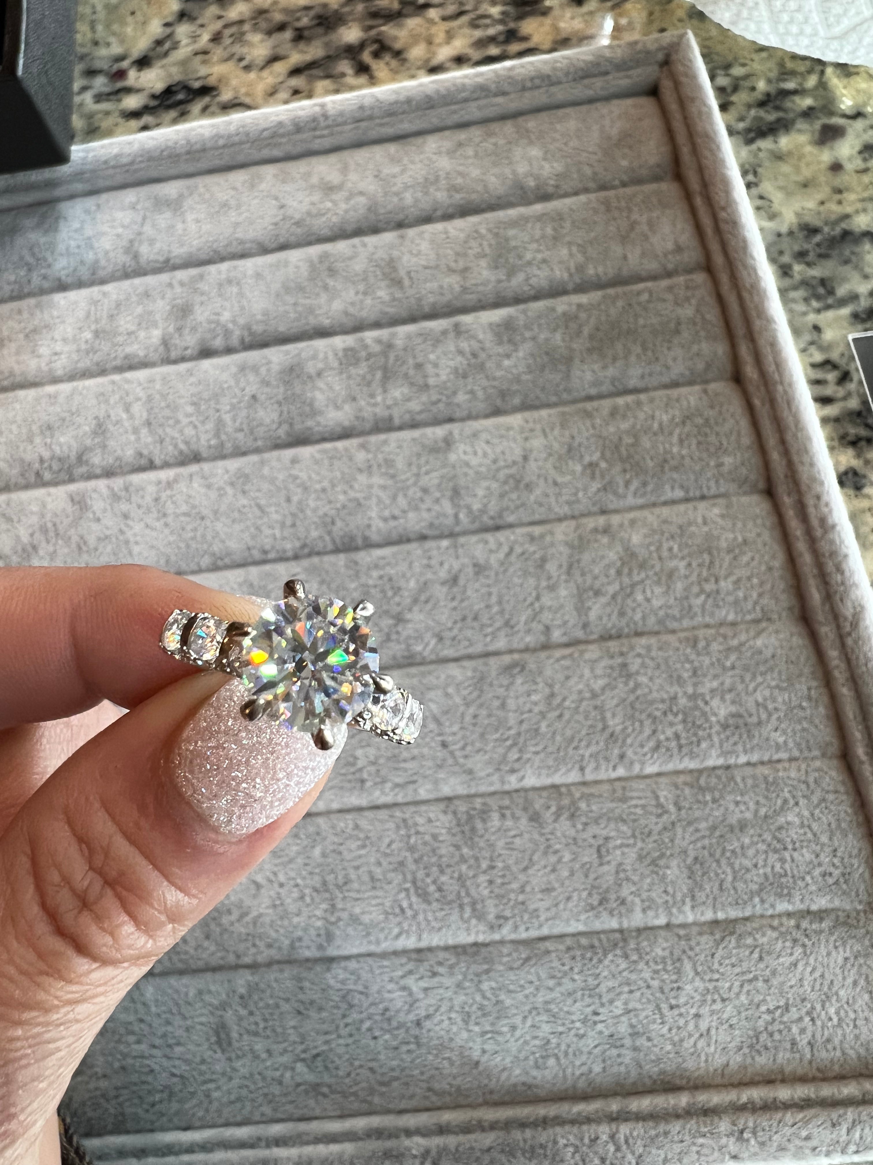 Chandler 3 CTW DEW Brilliant Cut Round Moissanite Ring with Accent Stones