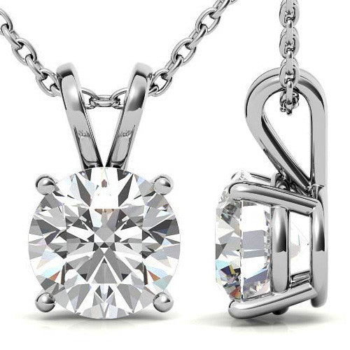 Rachel .08 CTW DEW Moissanite Round Pendant Necklace