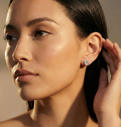 Vivian 4 CTW DEW Moissanite Heart-Shaped Stud Earrings