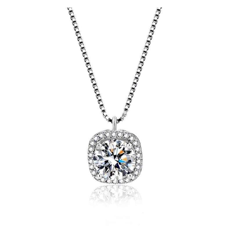 Raven 1 CTW DEW Round Moissanite in Halo Pendant Necklace