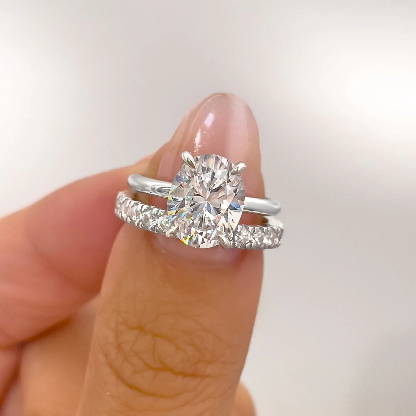 Stella 3 CTW DEW Brilliant Oval Moissanite Engagement Ring