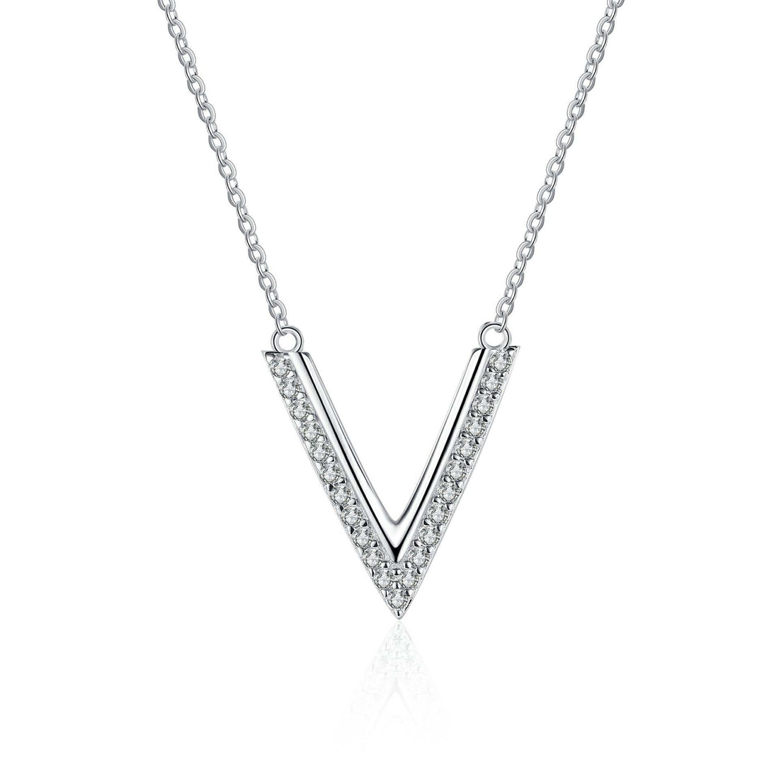 Veda Moissanite V Shaped Pendant Necklace
