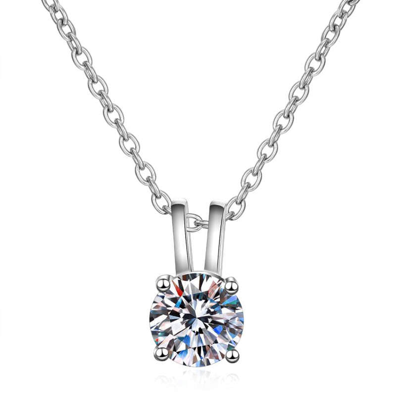 Rachel .08 CTW DEW Moissanite Round Pendant Necklace