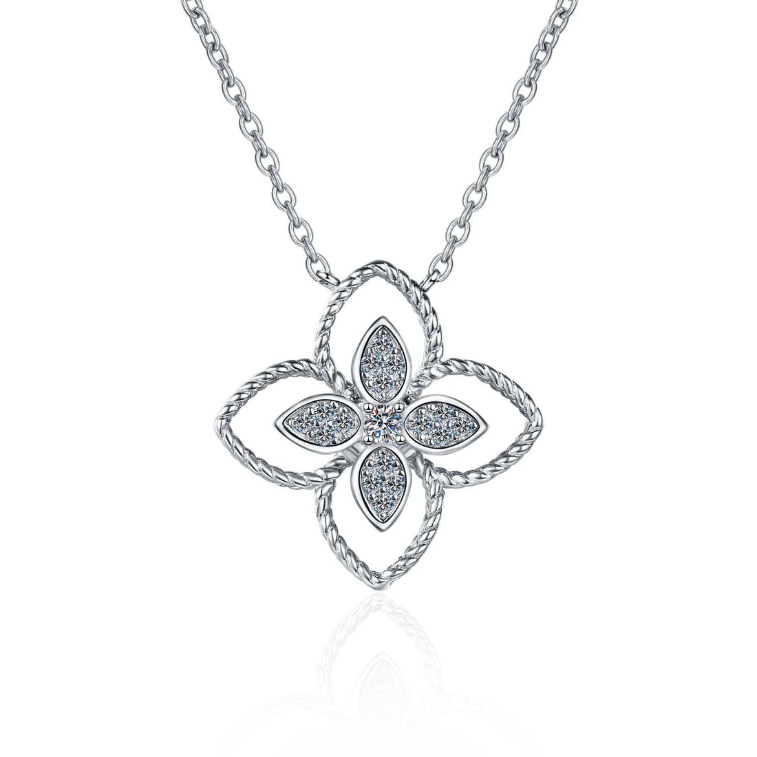 Wyatt Clover Spinning Pendant Moissanite Necklace