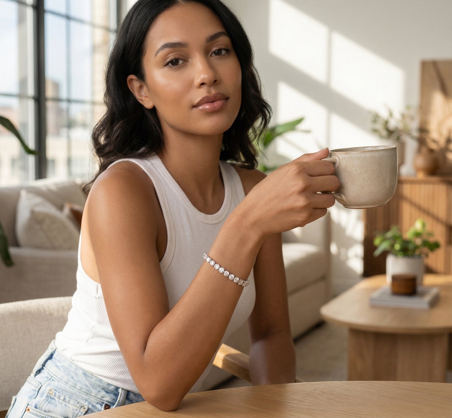 Genoveva 6MM 4 Prong Round Moissanite Tennis Bracelets