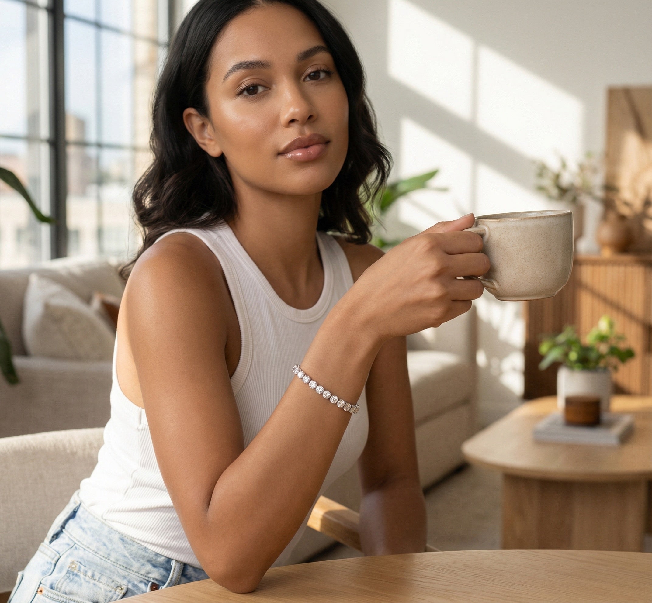 Genoveva 6MM 4 Prong Round Moissanite Tennis Bracelets