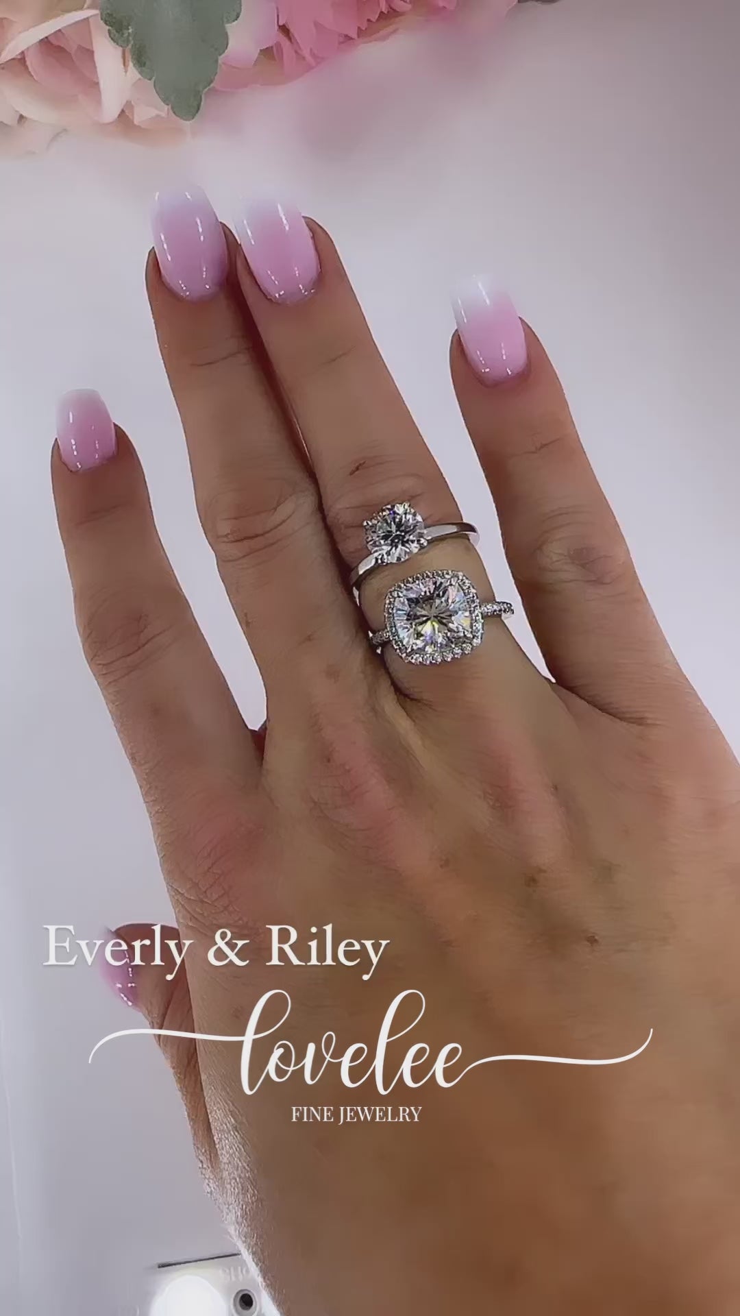 Riley 4.5 CTW DEW Flawless Brilliant Cushion Cut Moissanite Ring with Halo &amp; Hidden Halo