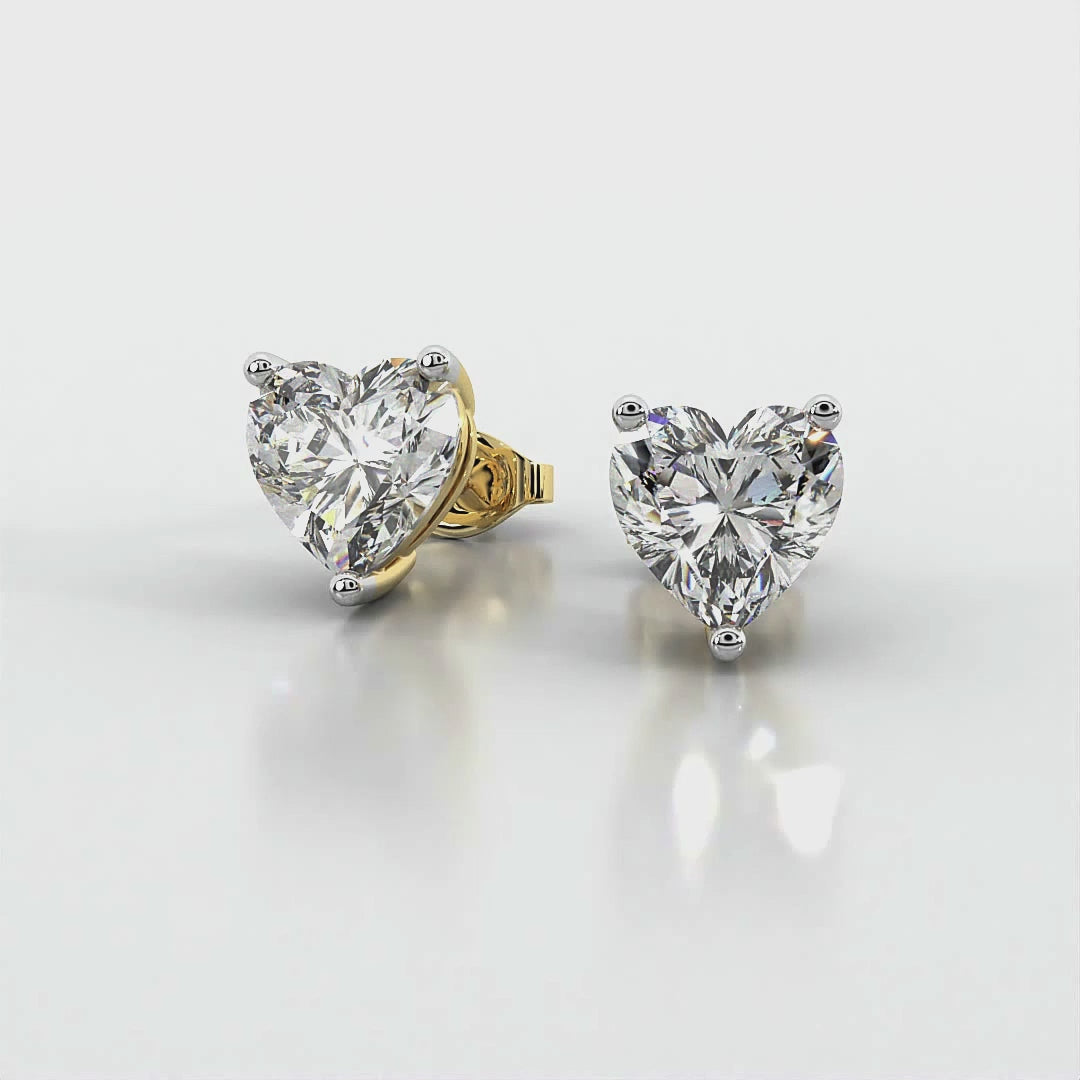 Brilliant earrings made of white 585 gold - shiny heart, round diamond,  studs | Jewelry Eshop