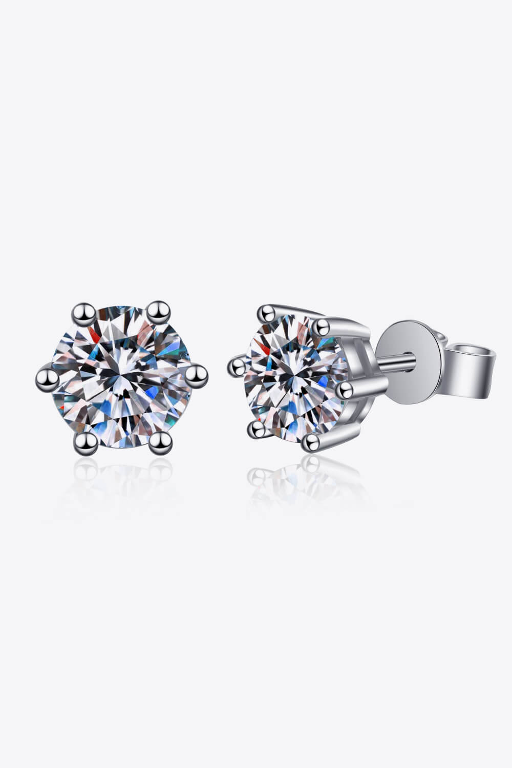 Sabrina 2 CTW DEW Brilliant Cut Round Moissanite 6-Prong Stud Earrings