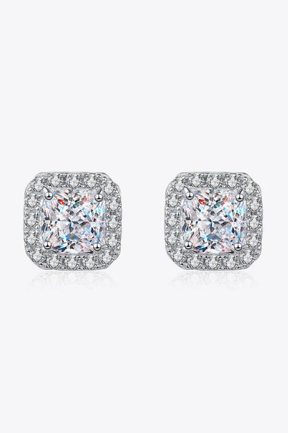 Hallie 2 CTW DEW Moissanite Sterling Silver Square Stud Earrings